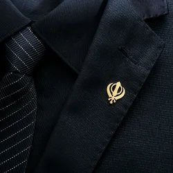 Sikh Symbol Men's Stainless Steel Brooch Religious Talisman Jewelry Retro Indian Religious Emblem Badge Accessories