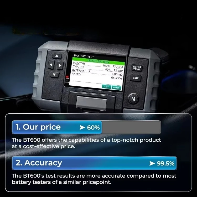 جهاز اختبار بطارية السيارة الشهير، اختبارات التحريك 12 فولت/24 فولت وحمل المولد للشحن 100-2000CCA جهاز قياس جهد البطارية الرقمي