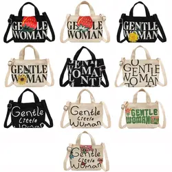 Bolsos de hombro de lona pintados con letras de moda, bolsos de mano de gran capacidad, bolso de mensajero, Gentlewoman