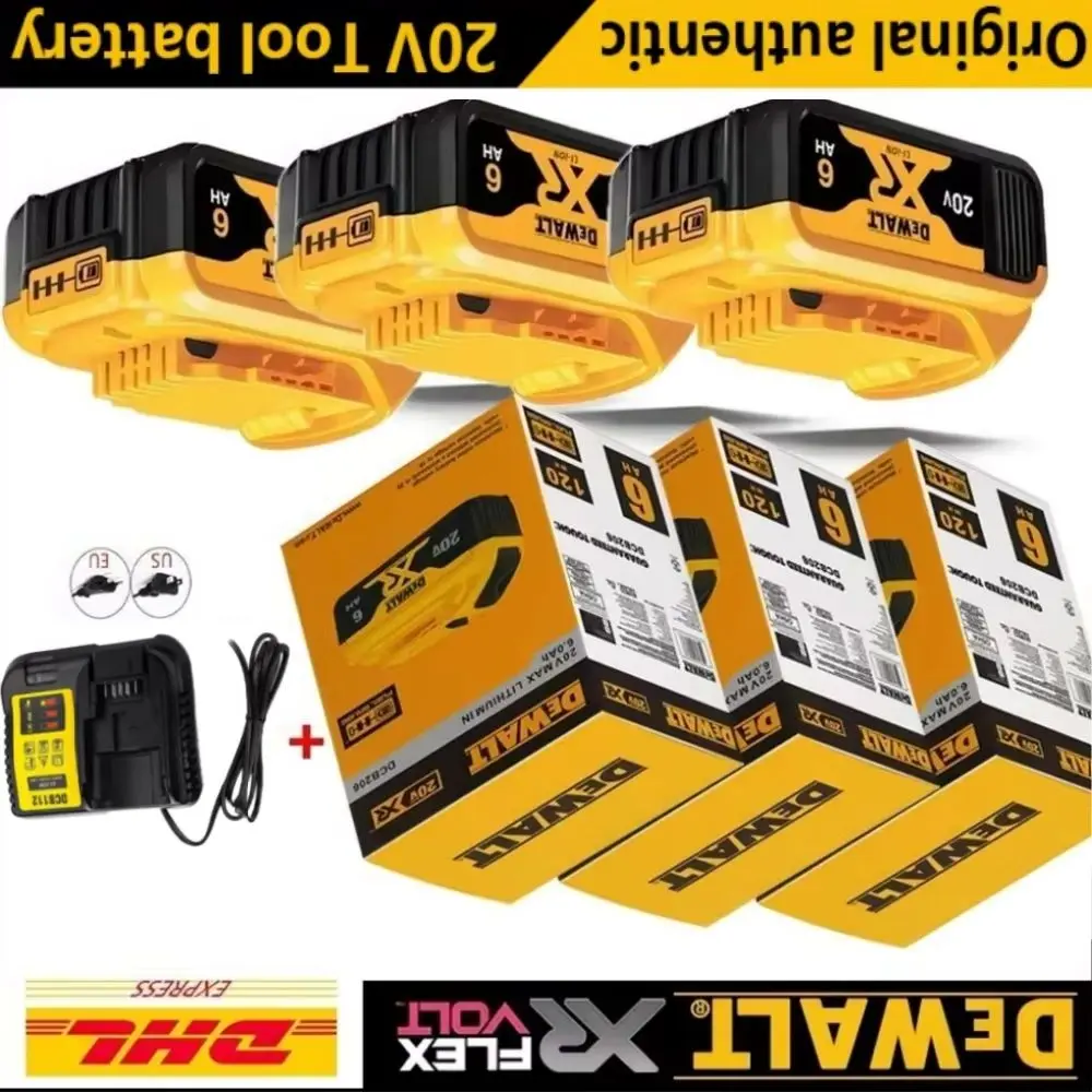 DeWALT 20V MAX FlexVolt Battery 6000mAh Original Power Tool Compatible with DCB606 DCB205 DCB206 DCB209 DCB182 Air Transport