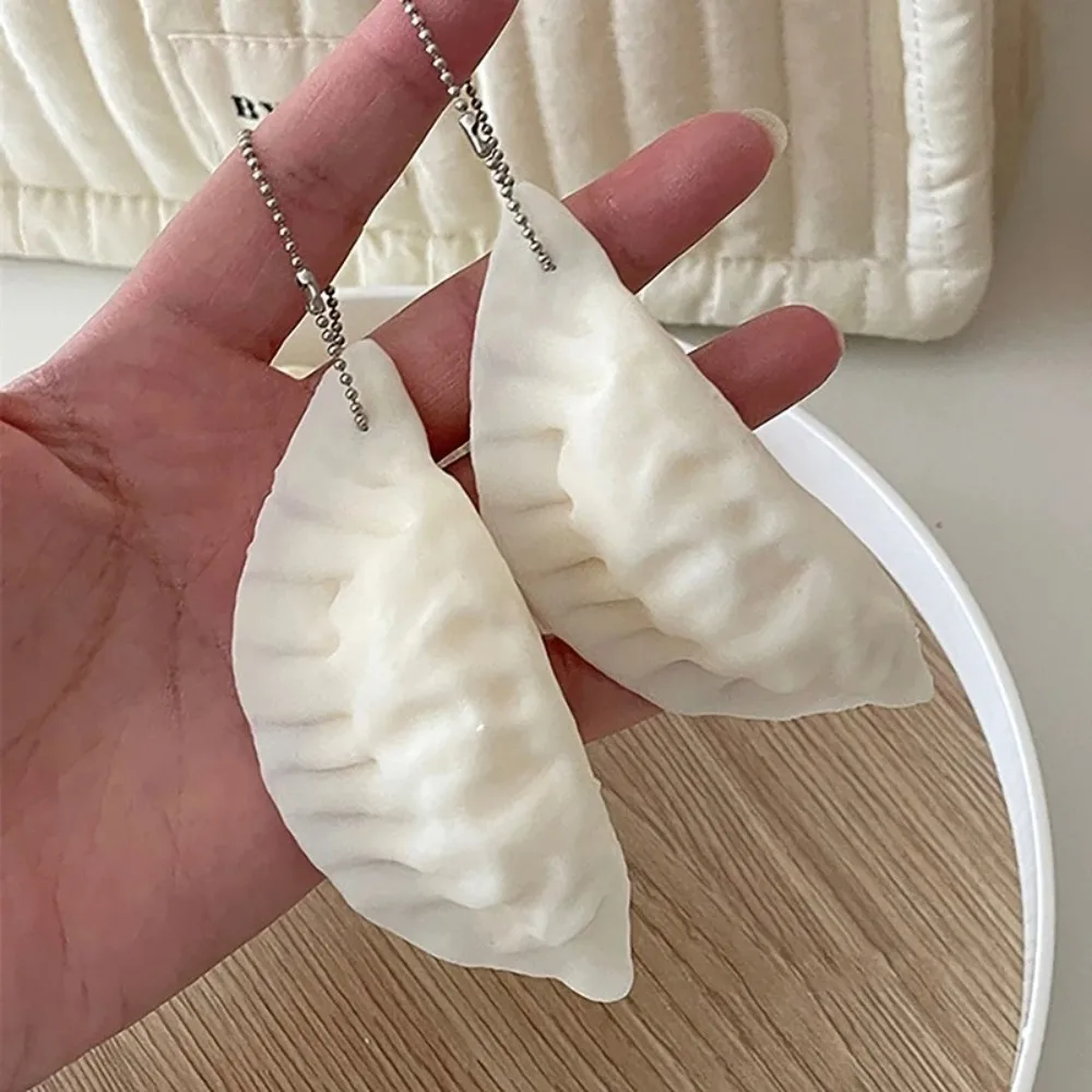 Mini Simulation Food Dumplings Keychain Stress Relief TPR Squeeze Toy 3D Pinch Toy Gift