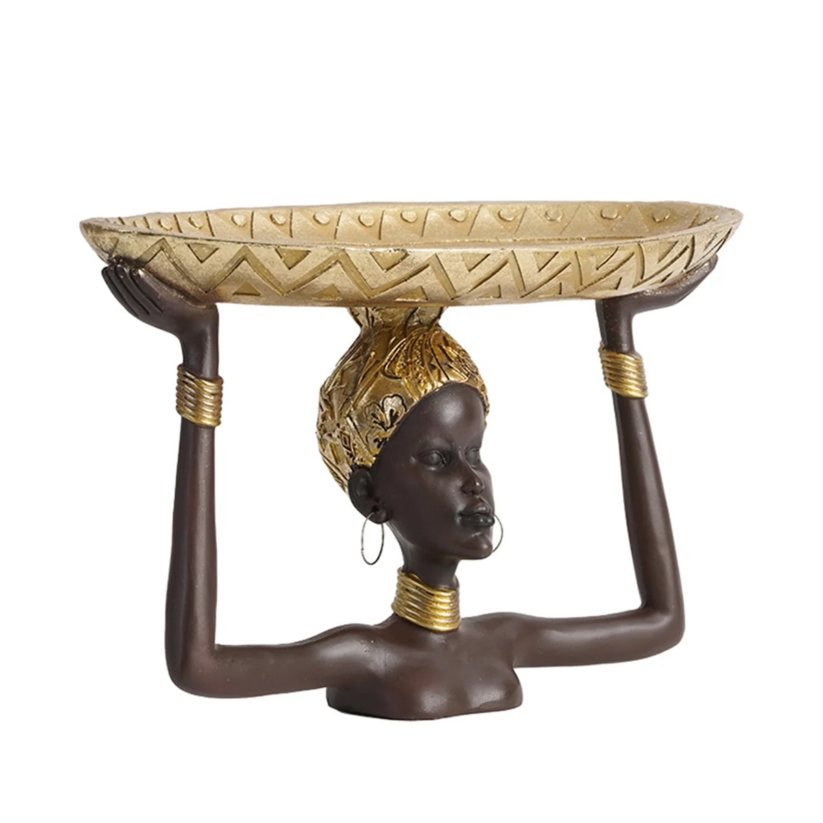 Lady Statue Tray African Table Centerpieces Resin Ornament Sculpture CAU30t for Home Desktop Offic