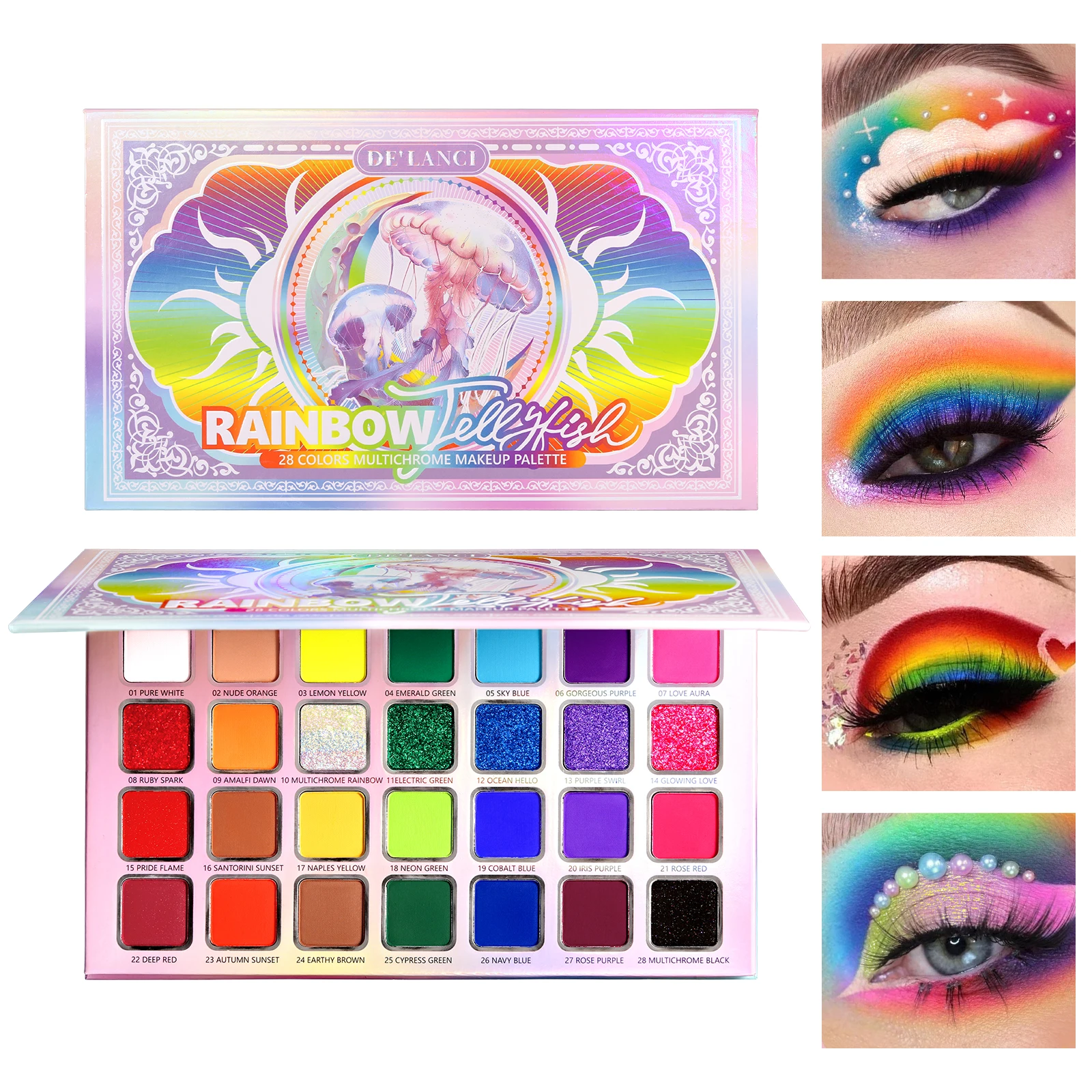 

28 Colors Makeup Eyeshadow Palette for Beauty & Matte Metallic Shimmer Pearl Glitter Eye Shadow Pallet & Rainbow Colorful Eye Ma