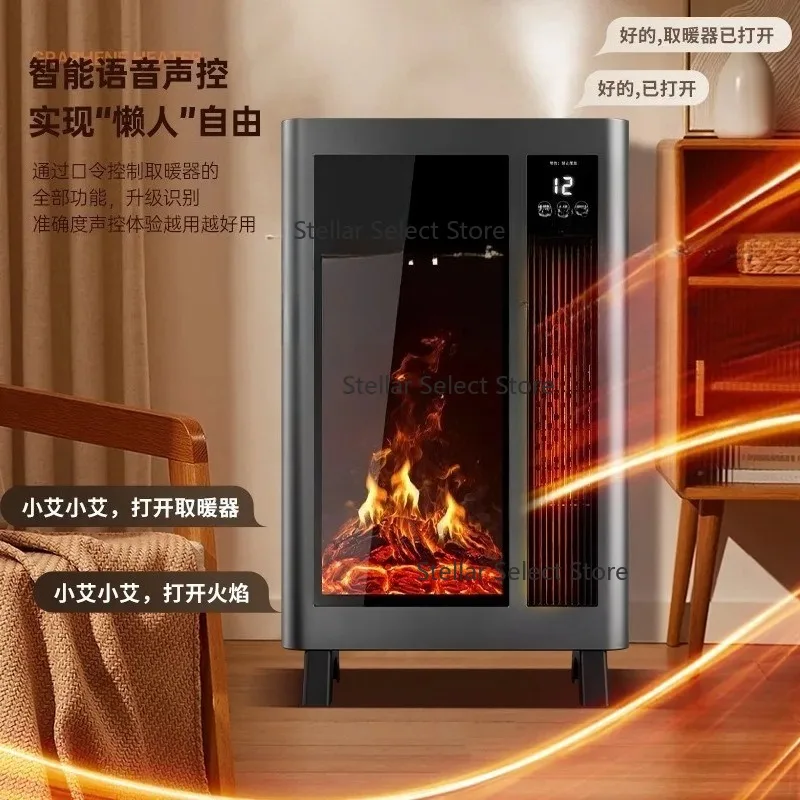 Customizable Winter Warm Air Fireplace Heater Flame Atmosphere Humidifier AI Voice Control Remote Control