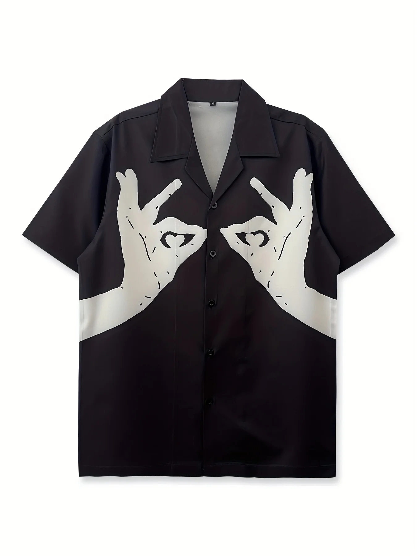 Single Beach Shirt, Men's Floral Shirt, Finger Funny Gesture, Heart-shaped Fun Pattern, Street Hip-hop, Casual Outing, Beach Vac