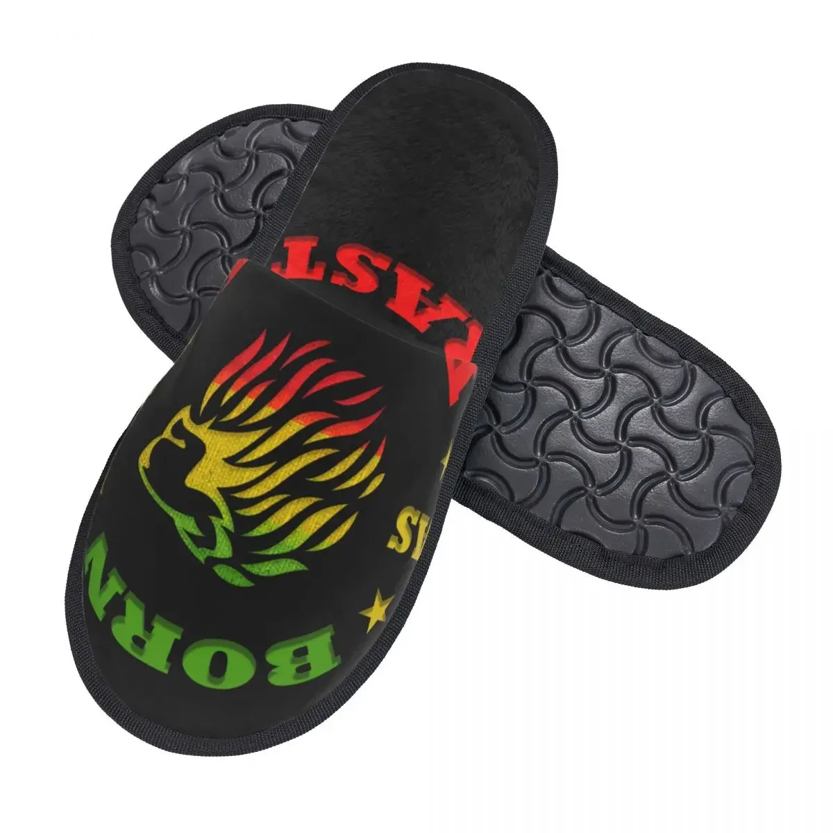 Custom Born As A Rasta Comfy Scuff With Memory Foam Slippers Women Rastafarian Bedroom House Shoes