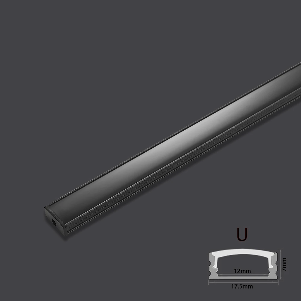Copertura nera 3-30 pezzi/pacco Profilo in alluminio LED 0,5 m/pezzo Forma U/V Adatto per alloggiamento per strisce luminose a LED da 8-12 mm Canale led