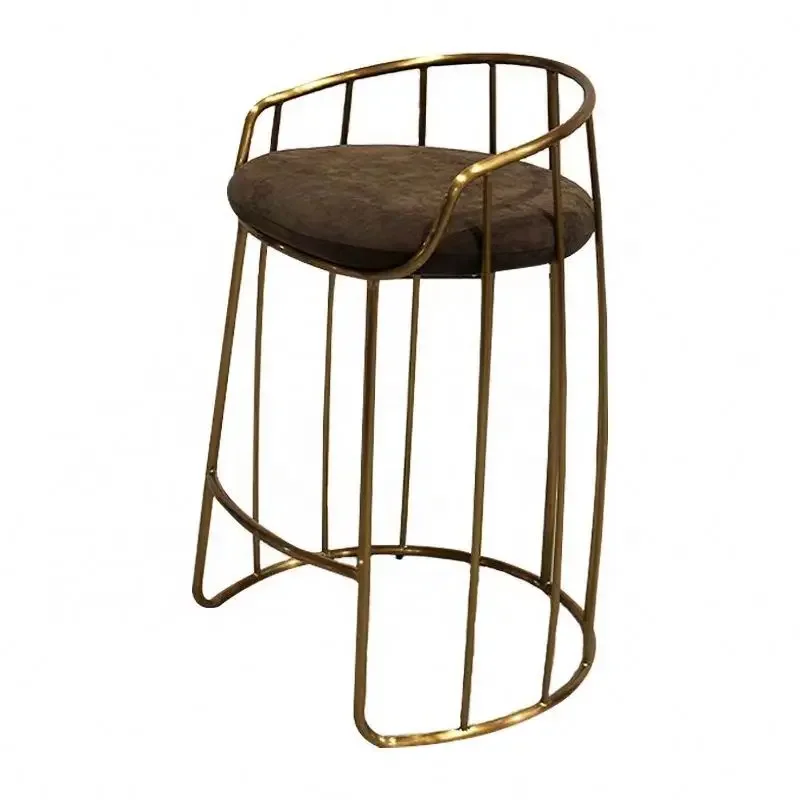 

Nordic Spain light luxury design bar chair gold bronze club high chair simple modern home color dining chair