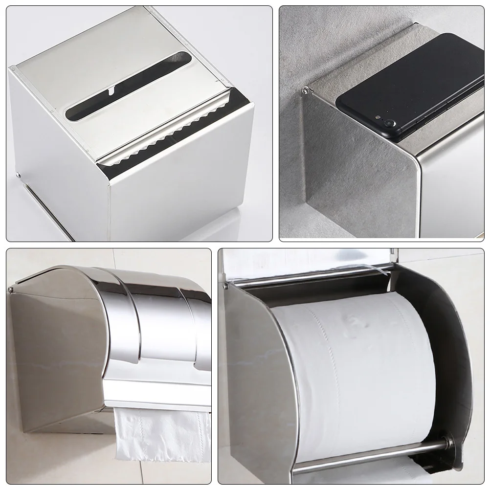 

1Pcs Stainless Steel Toilet Tissue Box Holder No Drilling Installation Elegant Paper Towel Holder for Bathroom Washroom Home