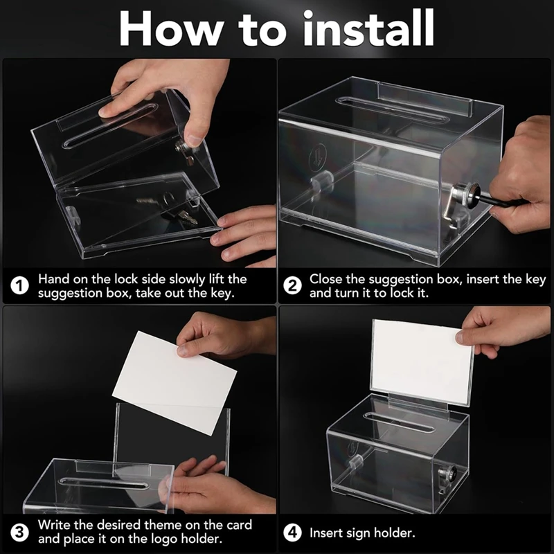 1 Pack Donation Box With Lock Clear Ballot Box With Sign Holder, Suggestion Box For Fundraising