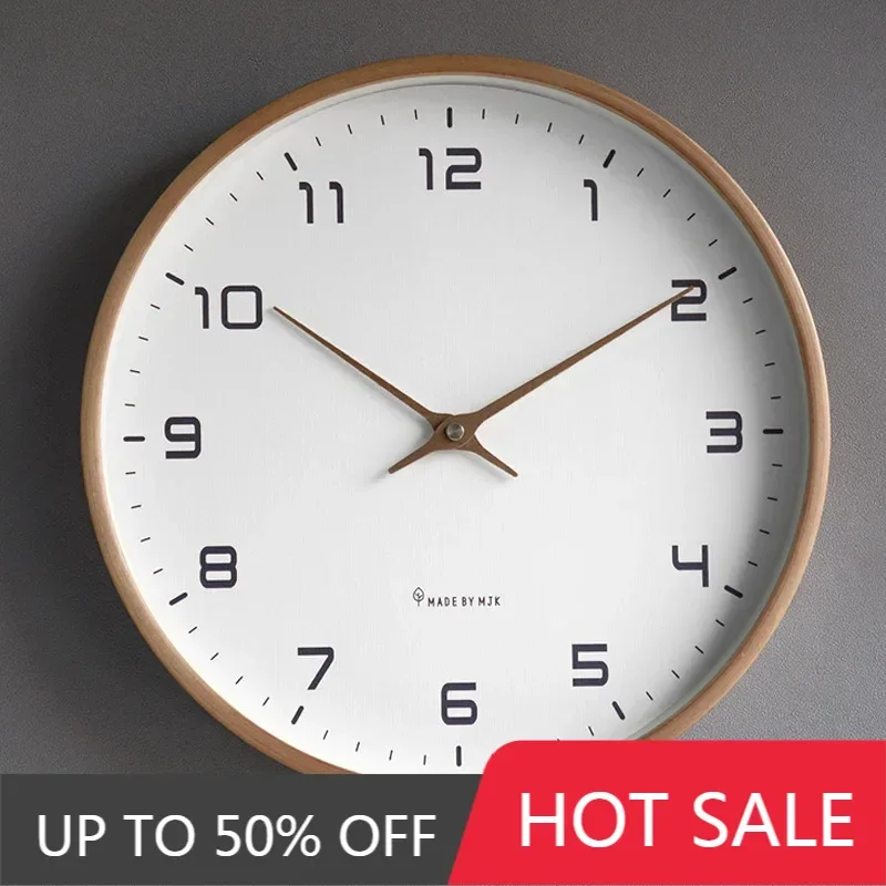 Nordic European Style Wooden Wall Clock Modern Design Nordic Minimalis Wood Mute Wall Clock Living Room Kitchen Home Decoration