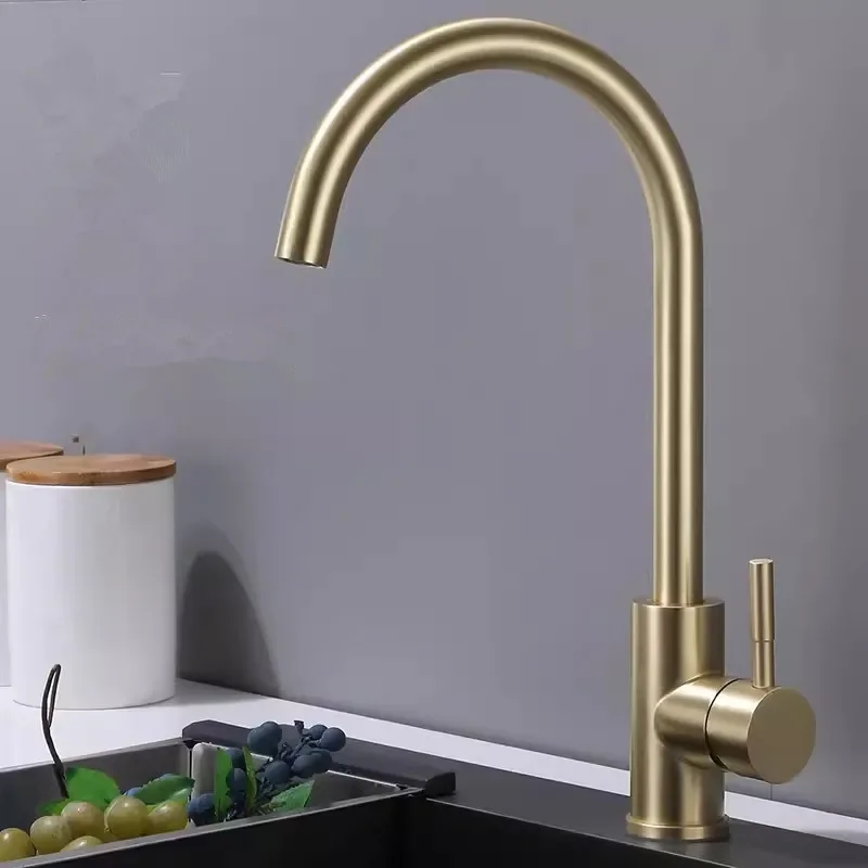 Tuqiu Brushed Gold  Kitchen Faucet SUS304 Sink Faucet Mixer Tap 360 degree rotation torneira cozinha mixer taps Kitchen Tap