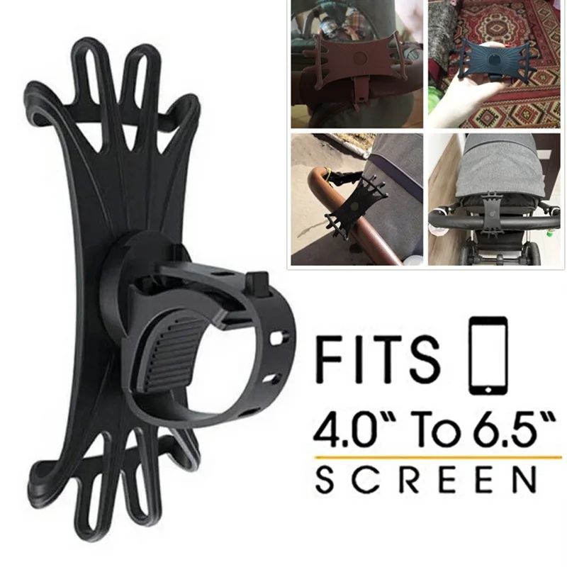 Multifunctional Rotating Silicone Bike Phone Mount – For E-Bikes, One-Click Installation, Elastic Silicone, 4-Corner Clips