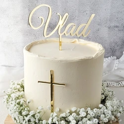 Custom Cake Topper, Cross Cake Charm, baptism Acrylic Christening First Holy Communion Cake topper Baby Shower Decoration