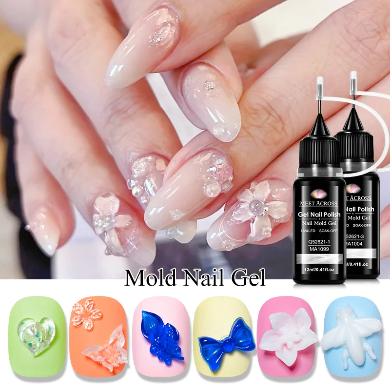 2 unidades de Gel para Unhas 3D de 12ml, Gel Modelador para Unhas, Esmalte DIY para Design de Flores e Borboletas, Gel UV Removível, Suprimentos para Unhas