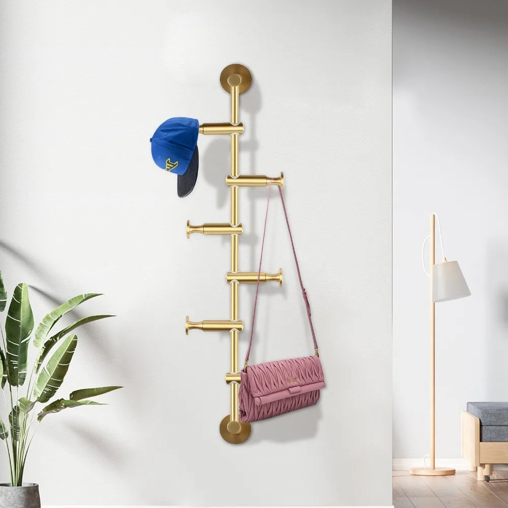 

Modern Wall Mount Coat Rack 6 Hooks Metal Vertical Tree Branch Coat Rack Space Saving Hanger for Scarves Clothes Purses Hat