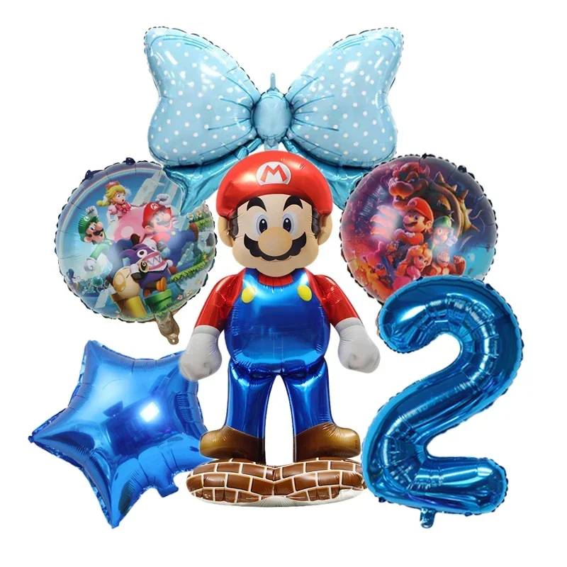 Super Mario Aluminum Foil Balloon Luigi Cartoon Character Peach Princess Pink Balloon Birthday Party Photo Background Decoration