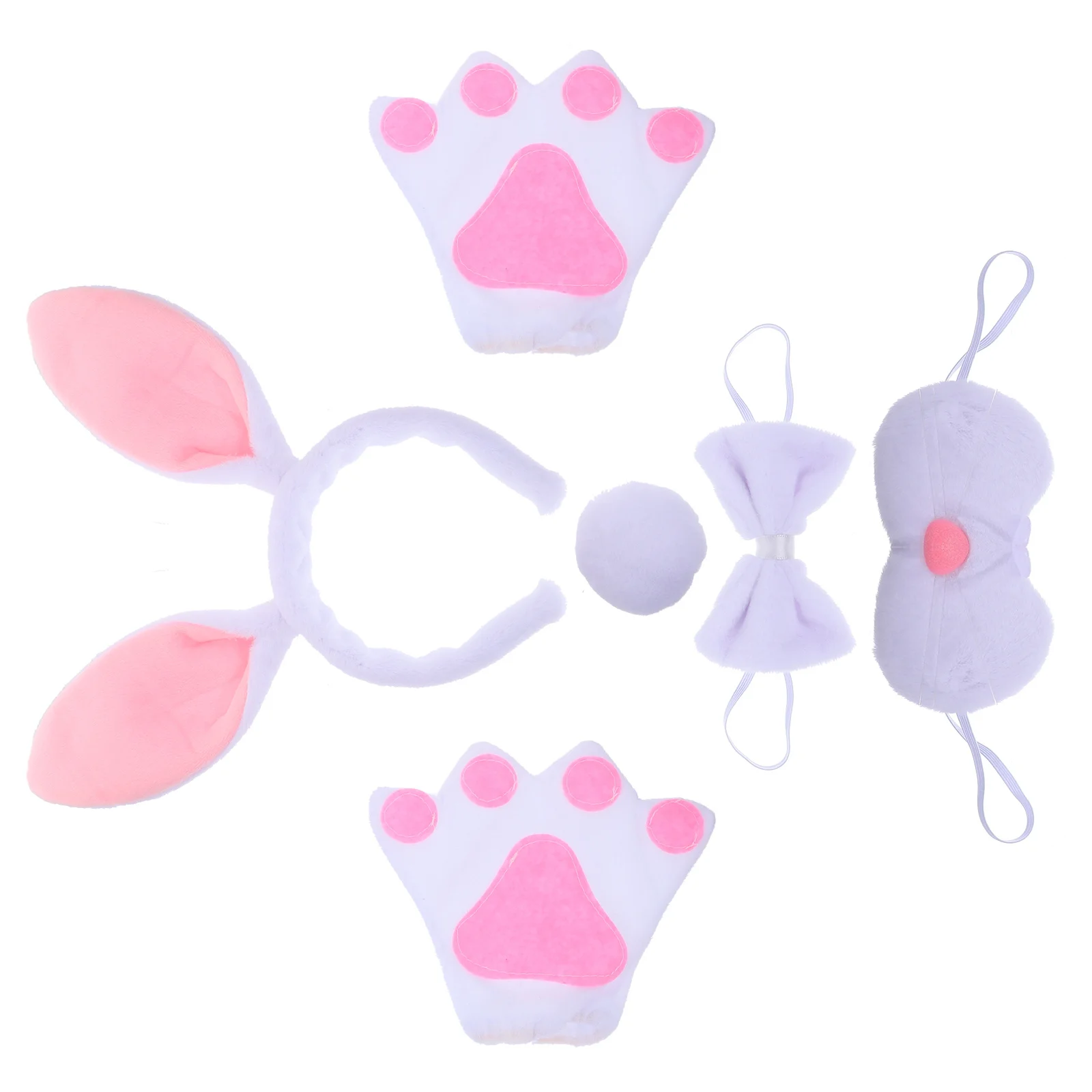 1 set fascia per orecchie di coniglio accessori per costumi da coniglietto pasquale naso papillon coda puntelli cosplay per feste accessori per costumi pasquali