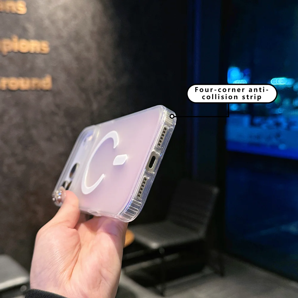 iPhone 17 Pro Max用レーザーカラーマットスマホケース サンシャインセット スカイ 17 Pro マグネットカバー 17Air グラデーションカラーチェンジ。