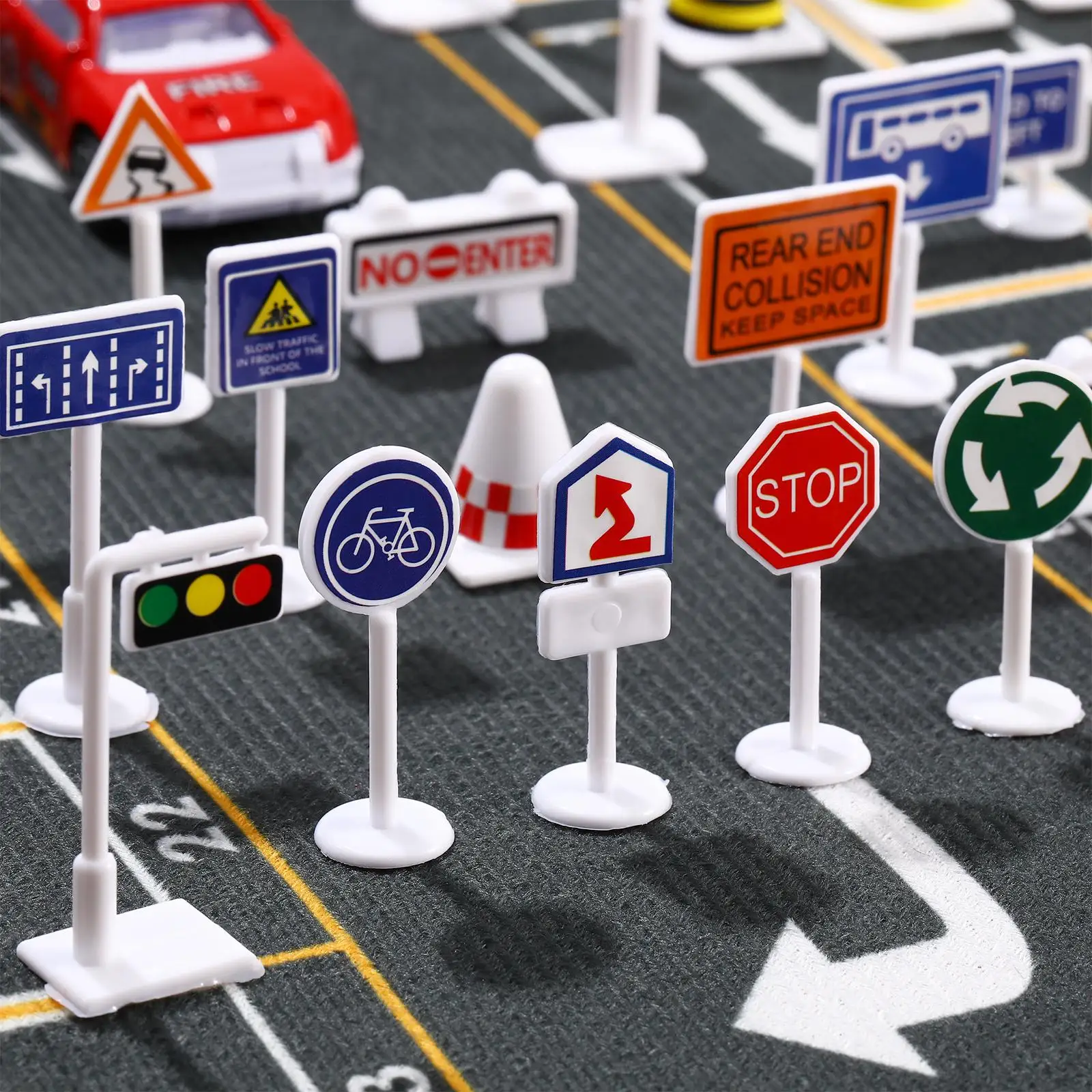 56 Pcs Play Traffic Signs Street Road Signs Road Signal Toys for Children