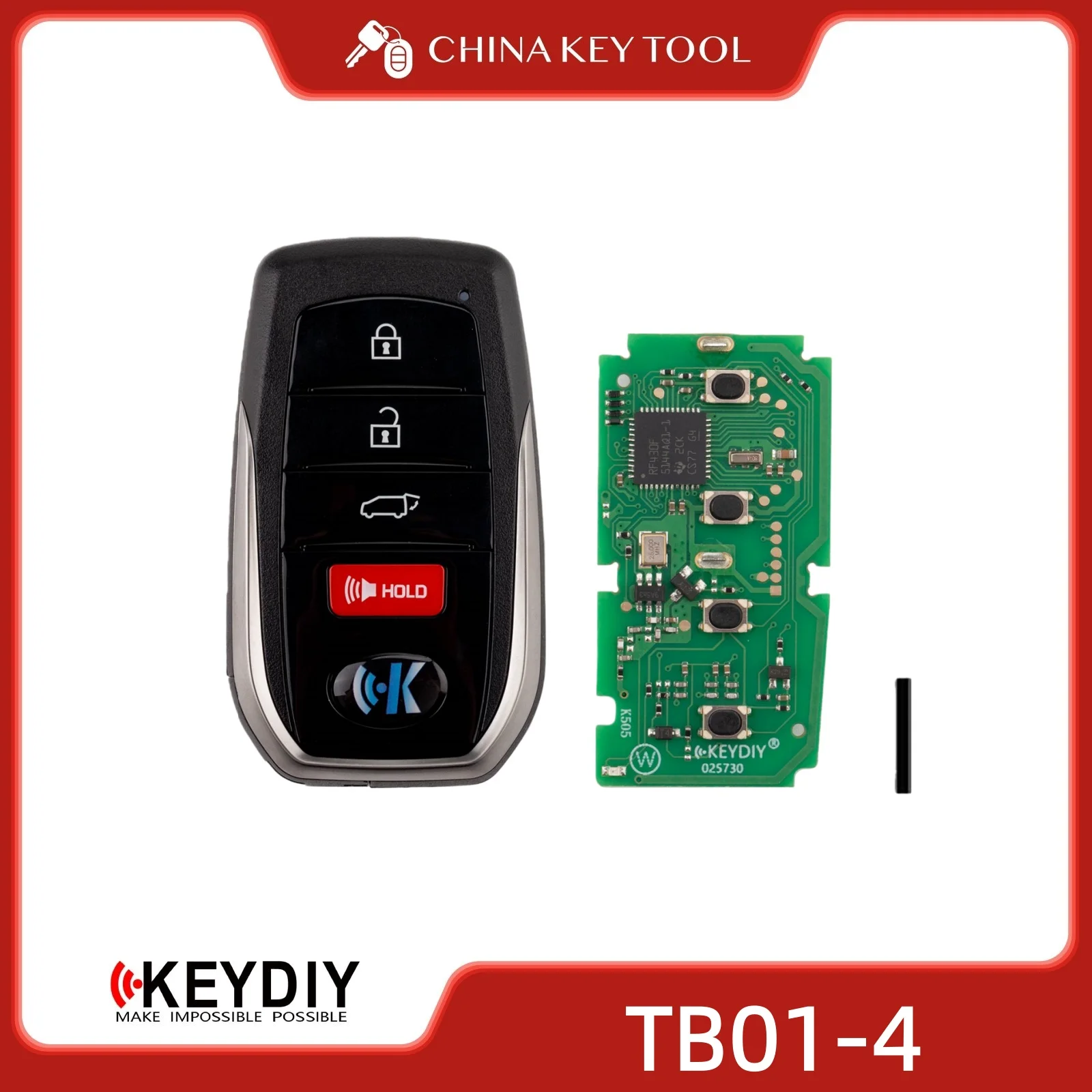 KEYDIY KD TB01-4 Universal Smart Remote Key 3+1 Buttons with 8A Transponder Compatible with Toyota Lexus Type