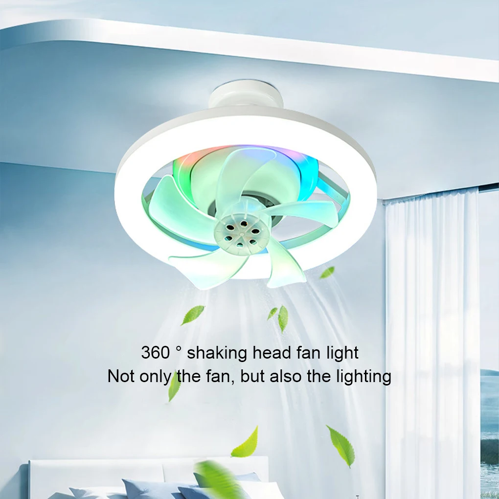 

E27 Ceiling Fan Bulb With LED Light And Remote Control Chandelier RGB Color Dimmable Ventillator Lamp For Home Lighting