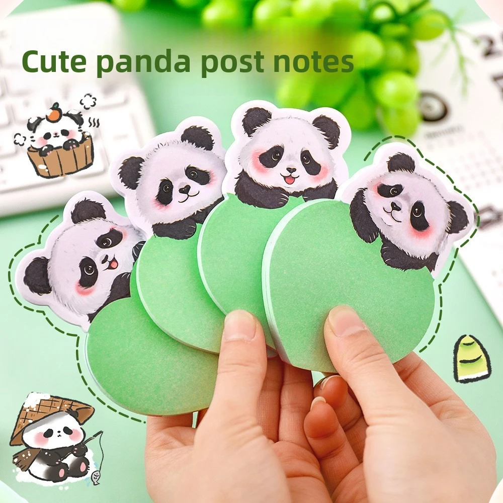 12 Pcs Cartoon Special-shaped Panda Notes Student Cute High-value Hand Account Sticky Note Paper Sticky Message Notes N Times