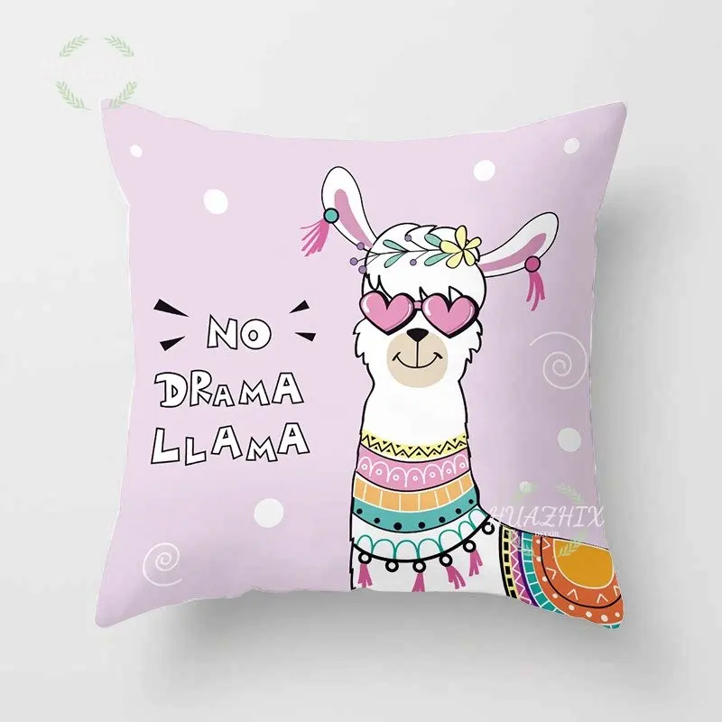 Cartoon Alpaca Animal Print Pattern Decorative Pillowcase Home Decor Sofa Bedroom