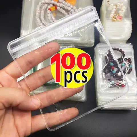 10-100pcs 두꺼운 PVC 쥬얼리 패키지 가방 투명 항산화 주최자 디스플레이 포장 보관 셀프 씰링 파우치