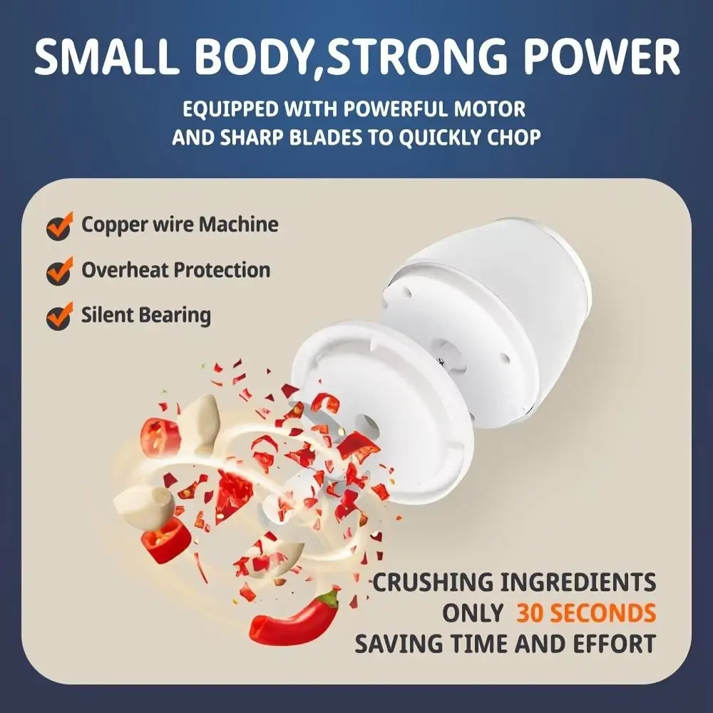 

Измельчитель лука Портативный электрический измельчитель чеснока Мини USB-зарядка Кухонный комбайн Прочная и прочная овощерезка для приготовления пищи