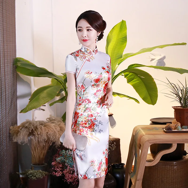 Spring and Summer New Improved Cheongsam Dress Large Size Slim Fit Mom Clothes Daily Banquet Performance