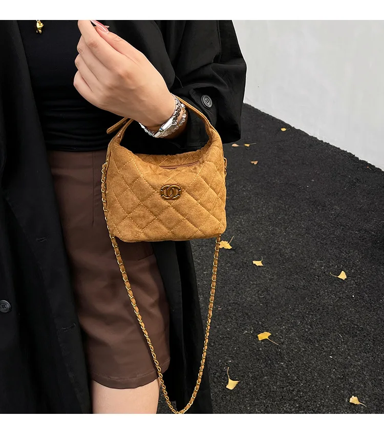 

Elegant Solid Color Diamond Quilted Chain Strap Crossbody Shoulder Bag, Fashionable Designer Purse for Women, Premium Quality