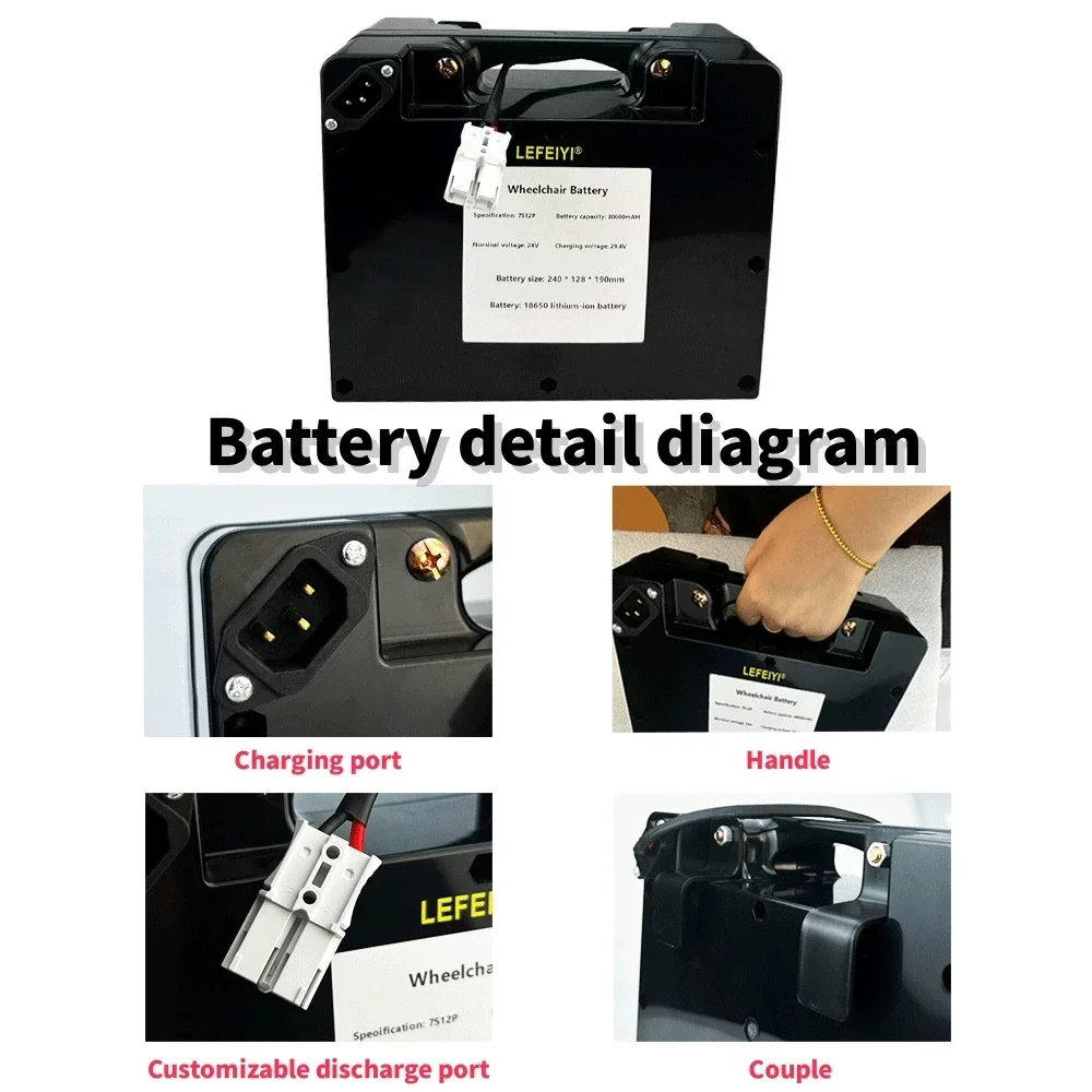 7S12P 24V 30000mAh 18650 Lithium Battery Pack 29.4V 30Ah For Electric Wheelchair