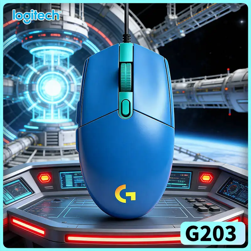 

Игровая мышь Logitech G203 проводная, RGB, с сенсором 8000 DPI, 6 кнопками, встроенной памятью, частотой опроса 1000 Гц, эргономичным дизайном, портативная