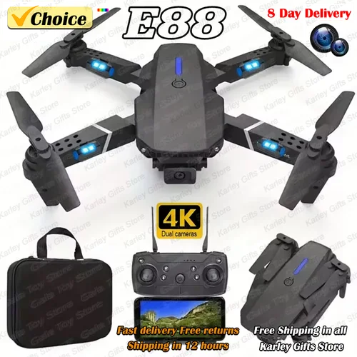 Dron profesional E88Pro 4K con gran angular de 1080P, cámara Dual HD, helicóptero plegable, WIFI, FPV, delantal de sujeción de altura, oferta