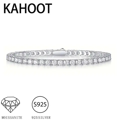 남성과 여성 커플 핫 세일 럭셔리 패션을위한 18K 골드 moissanite 테니스 팔찌로 도금 된 925 스털링 실버
