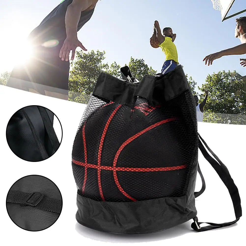 Black Basketball Bag Large Capacity Clothes Mesh Net Volleyball Multifunctional Pouch Football Backpack Gym Storage Sports Z8P8