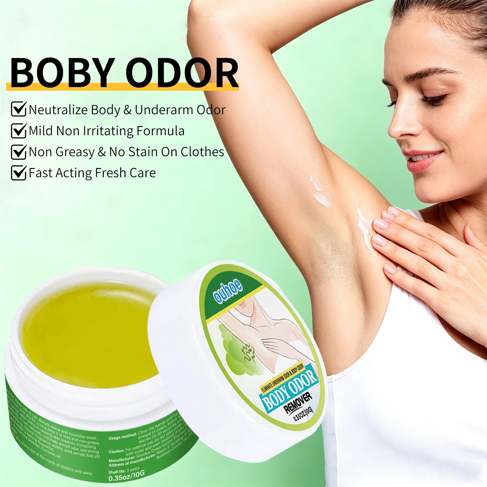 Underarm Body Odor Remover Cream Gentle Natural Plant Extract Long Lasting Fresh Non Greasy Deodorant Foot Daily For Men Women