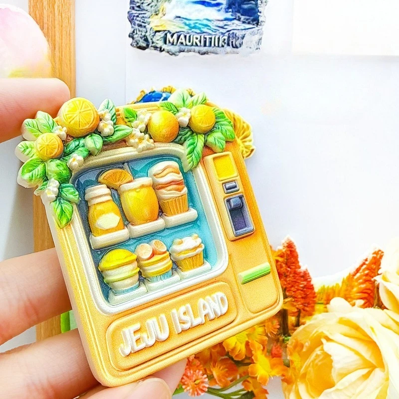 Jeju Orange Fridge Magnet - Fresh 3D Vending Machine Souvenir Unique Korean Island Gift for Travel & Kitchen Decor