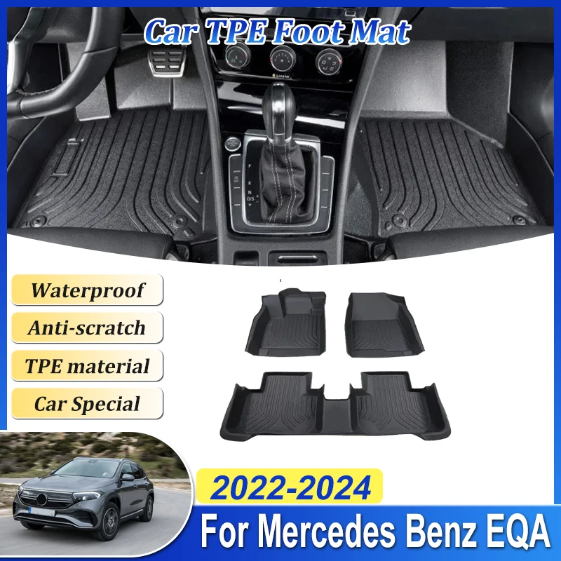 

Car For Mercedes Benz EQA 250 2022 2023 2024 LHD TPE Floor Mat Anti-scratch Mud Carpet Foot Pad Full Rug Cushion Accessories
