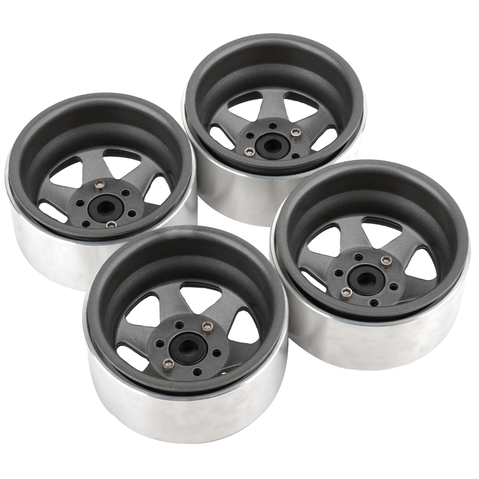 RCXAZ CNC طبق عميق سلبي إزاحة معدنية 1.9 "Beadlock عجلة حافة محور ل 1/10 RC الزاحف سيارة TRX4 محوري SCX10 90046