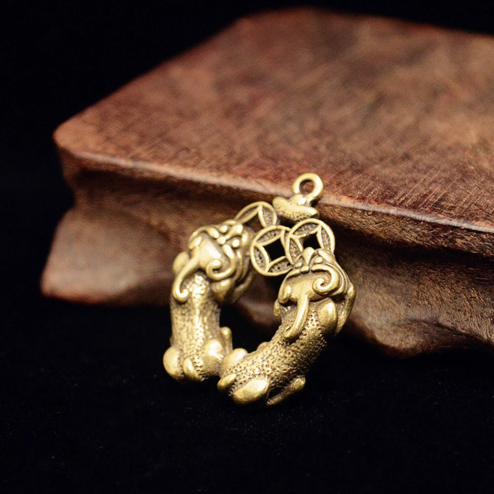 

3 Pcs Pixiu Keychain Vintage Animal Charm Hanging Decor DIY Pendant Brass Chinese Style Jewelry Accessories Lightweight Durable