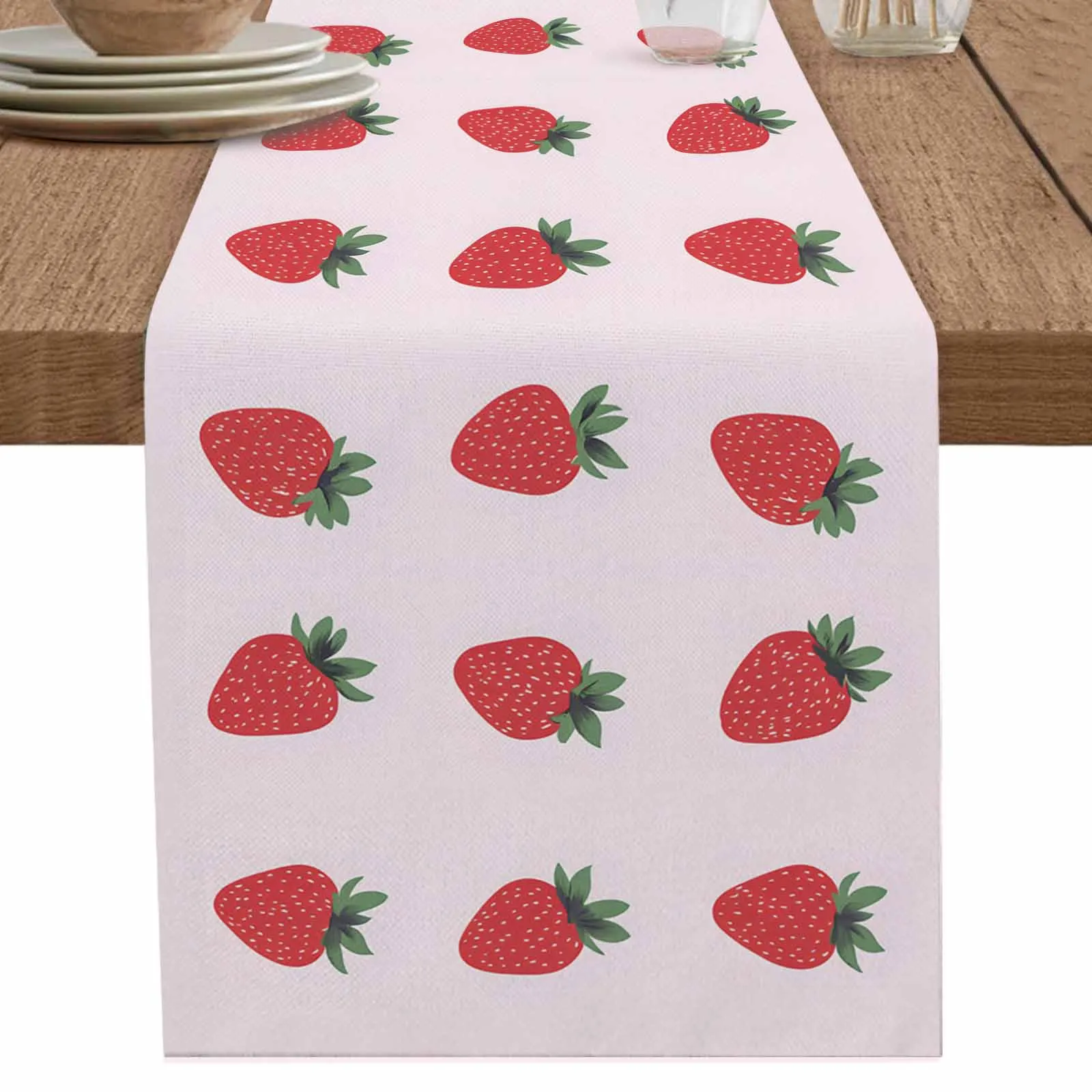 

Childlike Strawberry Decoration Table Runner Kitchen Decor Tablecloth Placemat Hotel Home Wedding Decor Table Runners