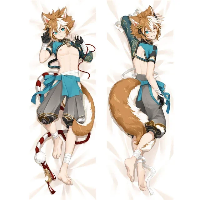 ปลอกหมอนอิงลายเกมอนิเมะ Genshin Impact Gorou Wu Lang dakimakura ขนาด180ซม. ปลอกหมอนสำหรับกอด