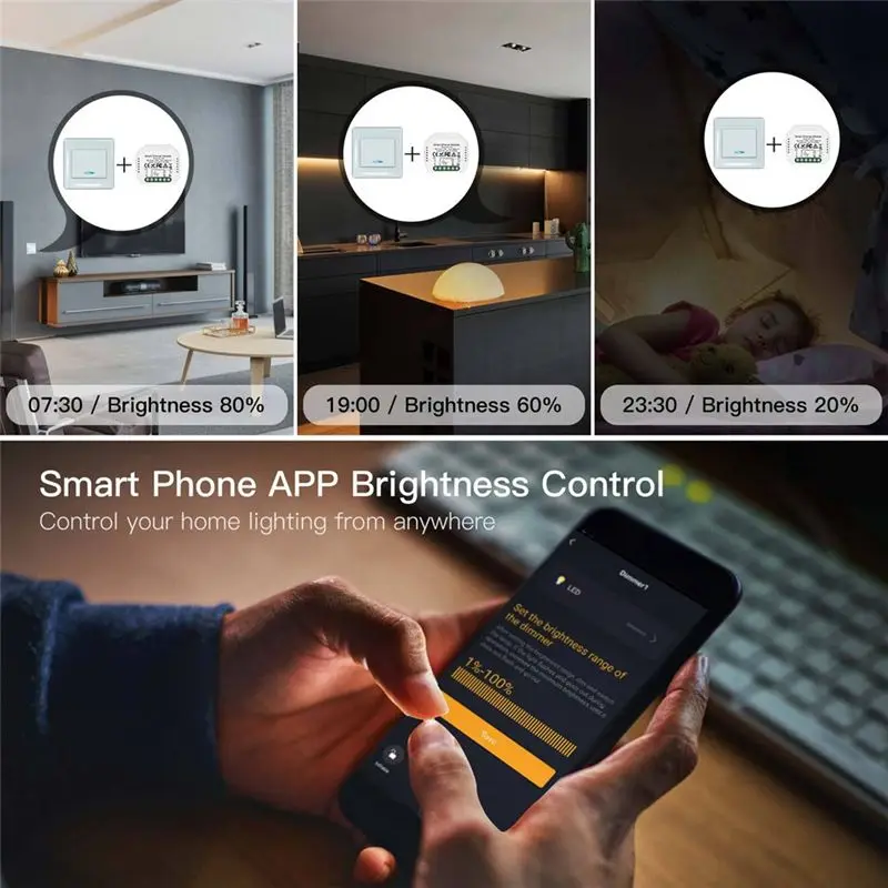 ABQU Zigbee Smart Switch Module 1-Way Dimming Curtain Switch App Remote Control Voice for Alexa for Google Home