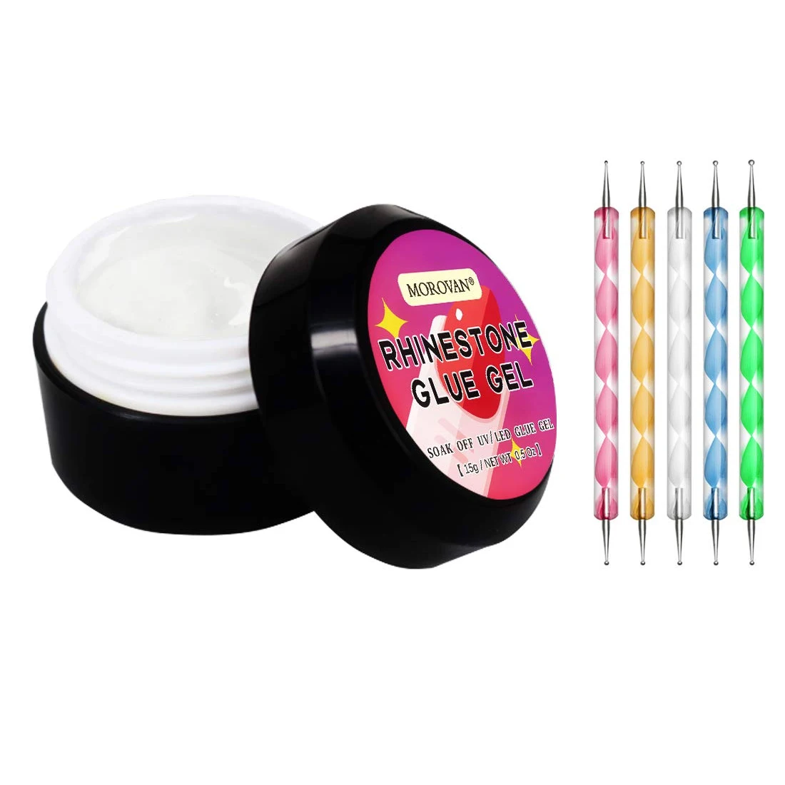 8g Nail Art Rhinestone Glue Gel Adhesive for Gem Jewelry Diamond Crystal Stones Decoration with Picker Pencils