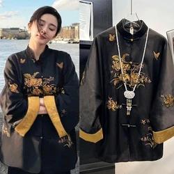 Autumn Chinese Embroidered Tang Suit Jacket Spring Autumn New Unique Top Lady Elegant Improved Tangsuits Long Sleeve Coat
