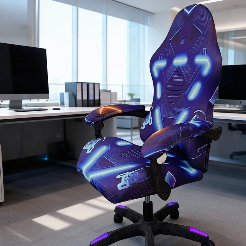 

Punk Style Computer Gaming Chair Cover Protector Armchair Slipcovers Stretch Rotating Chair Seat Cover For Home Office Hotel