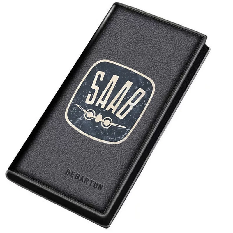 SAAB airplane badge retro Men's Long Wallets Business Stylish Printing Design Casual Use Christmas Valentine's Father's Day Gift