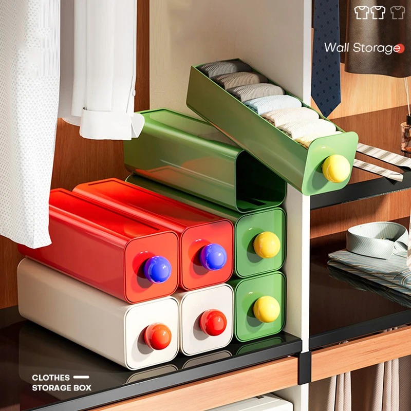 1 Pcs Dopamine Wall Mounted Drawer Organiser Desktop Stationery Dust Storage Organiser Space Saving Underwear Organiser